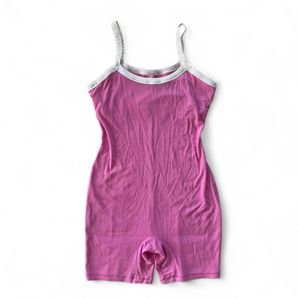 SKIMS Pink and White Playsuit